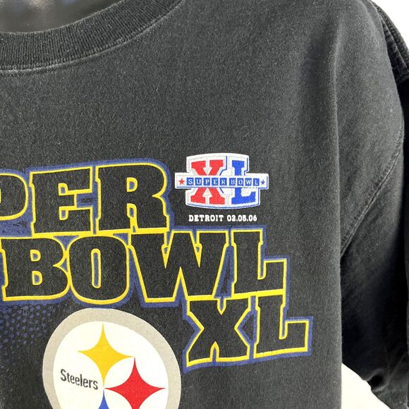 Vtg Y2K CSA Pittsburgh Steelers Super Bowl XL Graphic T-Shirt Size Large Black - Picture 3 of 8